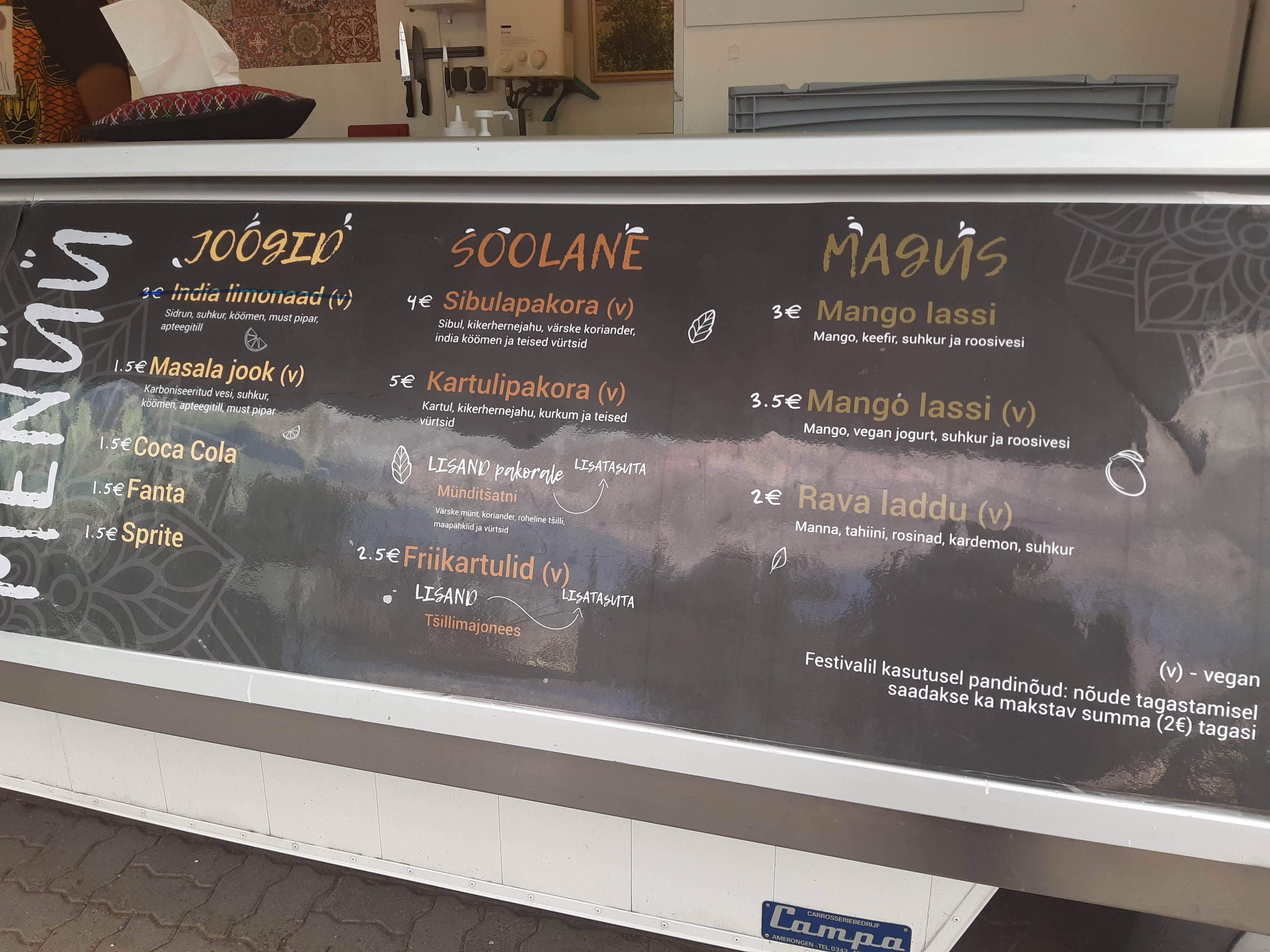 Indian Menu in Estonian